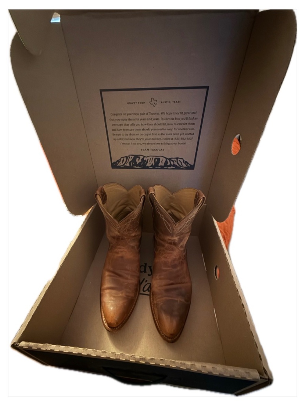 Women's Tecovas The Paige Cognac Goat boots - size 10.5